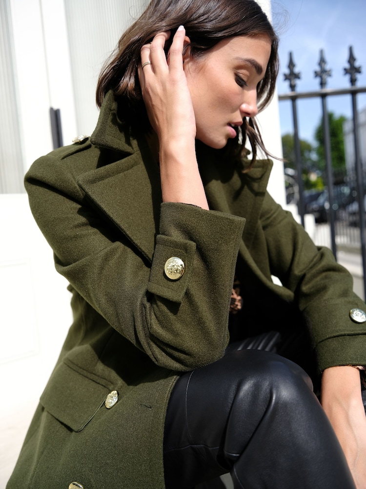 Khakigrün - Love & Roses Premium Langer Trenchcoat im Militärlook - Bild 2 von 4 Khakigrün - Love & Roses Premium Langer Trenchcoat im Militärlook - Bild 2 von 4
