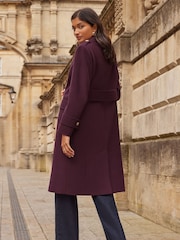 Love & Roses Purple Premium Military Long Line Trench Coat - Image 3 of 4