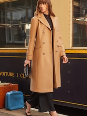 Love & Roses Camel Premium Military Long Line Trench Coat - Image 1 of 3