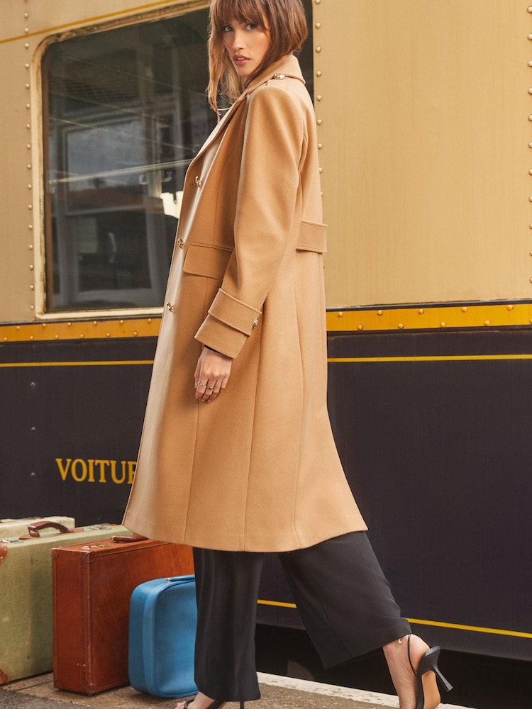 Camel - Love & Roses Premium Langer Trenchcoat im Militärlook - Bild 3 von 3 Camel - Love & Roses Premium Langer Trenchcoat im Militärlook - Bild 3 von 3