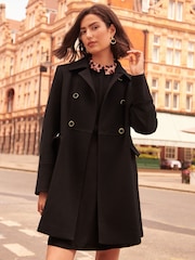 Love & Roses Black Premium Double Breasted Dolly Coat - Image 1 of 4