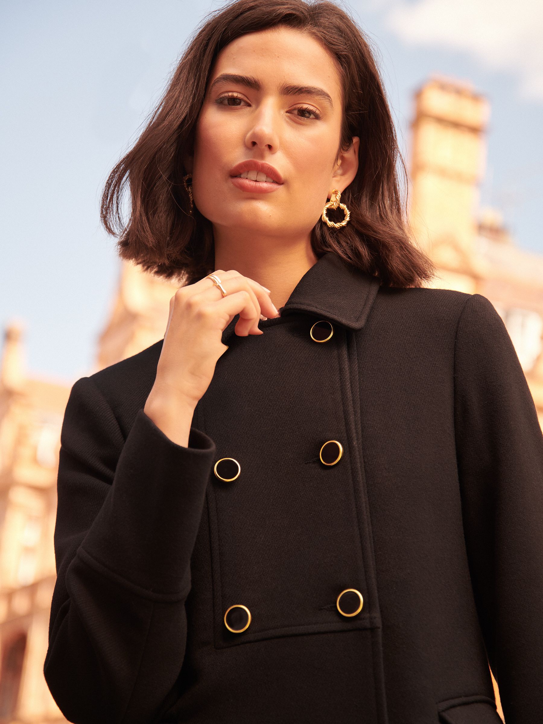 Petite black dolly coat 2025