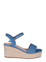 Blau Denim - Linzi Illusion Schuhe mit Keilabsatz, Seildesign und Plateausohle - Bild 2 von 4