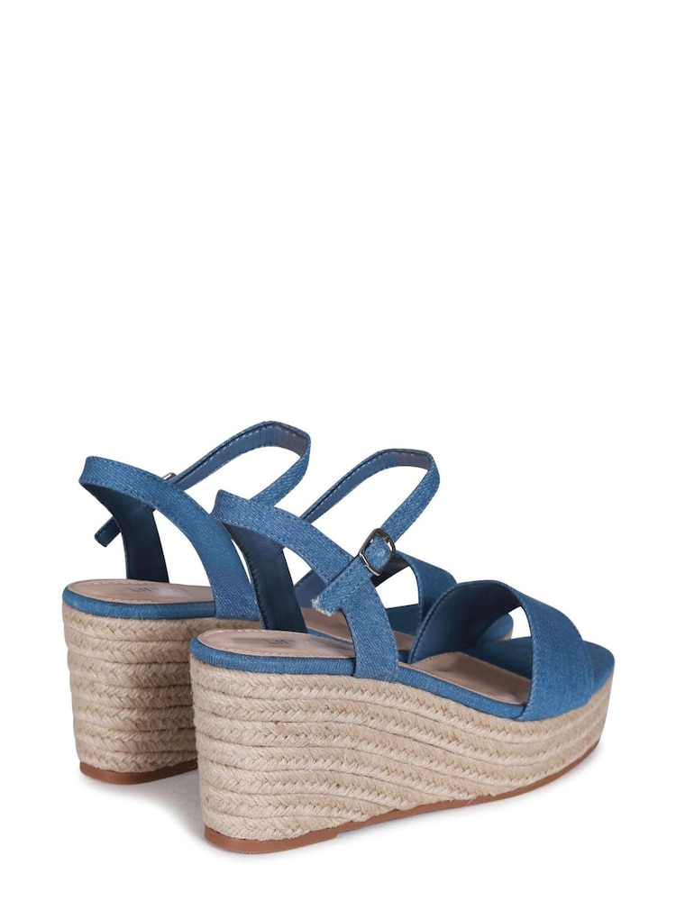 Blau Denim - Linzi Illusion Schuhe mit Keilabsatz, Seildesign und Plateausohle - Bild 4 von 4