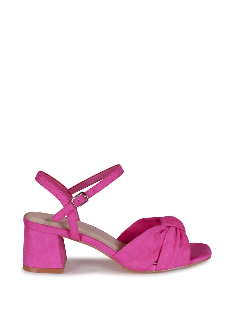Linzi Pink Charlotte Block Heeled Sandal With Bow Front Detail - Image 2 of 4