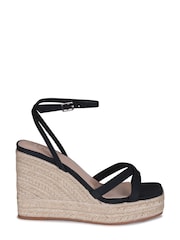 Linzi Black Desta Rope Platform Wedge With Cross Over Front Straps - Image 2 of 4