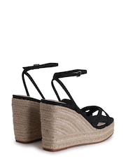 Linzi Black Desta Rope Platform Wedge With Cross Over Front Straps - Image 4 of 4