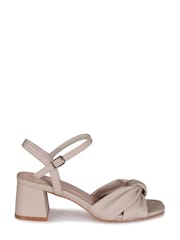 Linzi Nude Charlotte Block Heeled Sandal With Bow Front Detail - Image 2 of 4