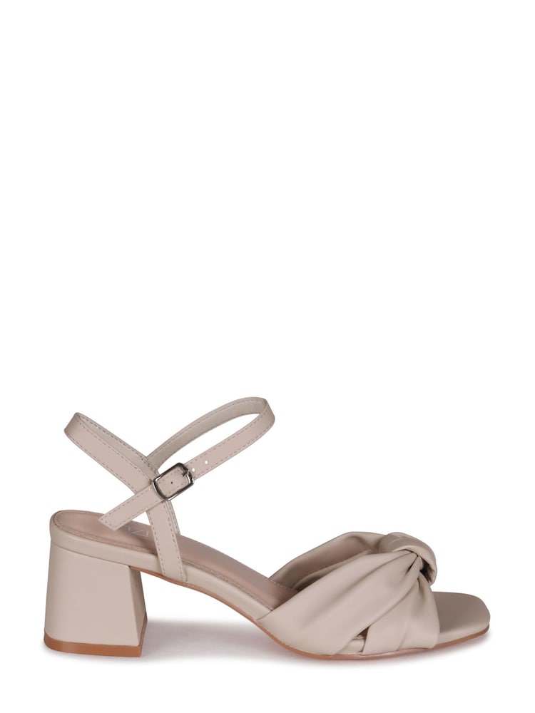 Linzi Nude Charlotte Block Heeled Sandal With Bow Front Detail - Image 2 of 4