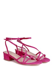 Linzi Fuchsia Pink Calista Block Heeled Sandal With Cross Over Front Straps - Image 3 of 4