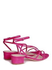 Linzi Fuchsia Pink Calista Block Heeled Sandal With Cross Over Front Straps - Image 4 of 4