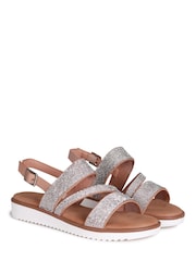 Linzi Silver Twinkle Embellished Strappy Flat Sandals - Image 3 of 4