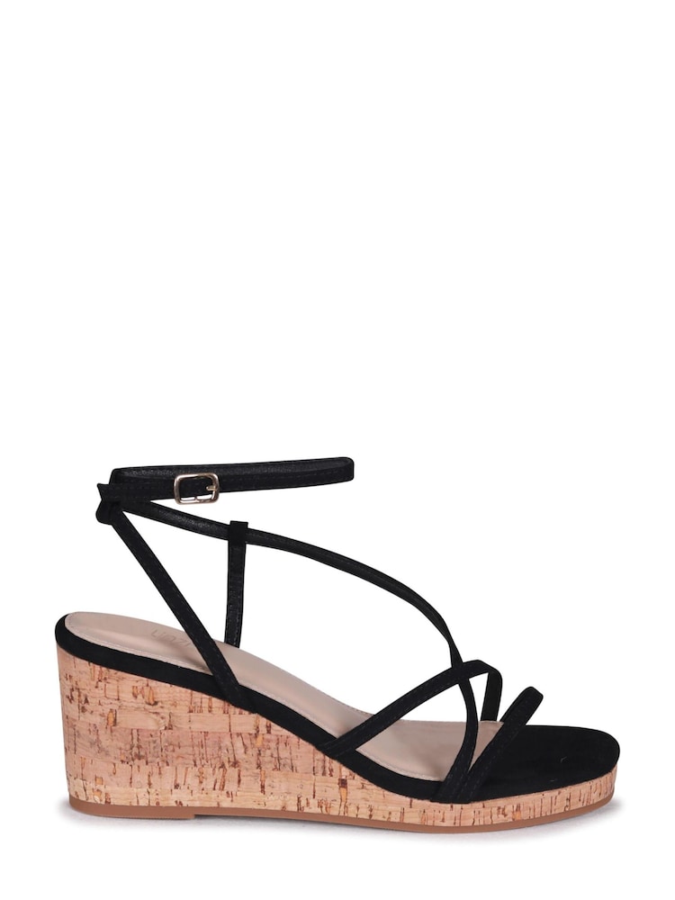 Schwarz - Linzi Aminah Riemensandalen mit Keilabsatz und Wickel-Knöchelriemen - Bild 2 von 4 Schwarz - Linzi Aminah Riemensandalen mit Keilabsatz und Wickel-Knöchelriemen - Bild 2 von 4