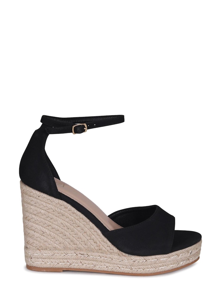Schwarz - Linzi Gracio Espadrilles mit Keil-Plateausohle und Wickelschnürung - Bild 2 von 4