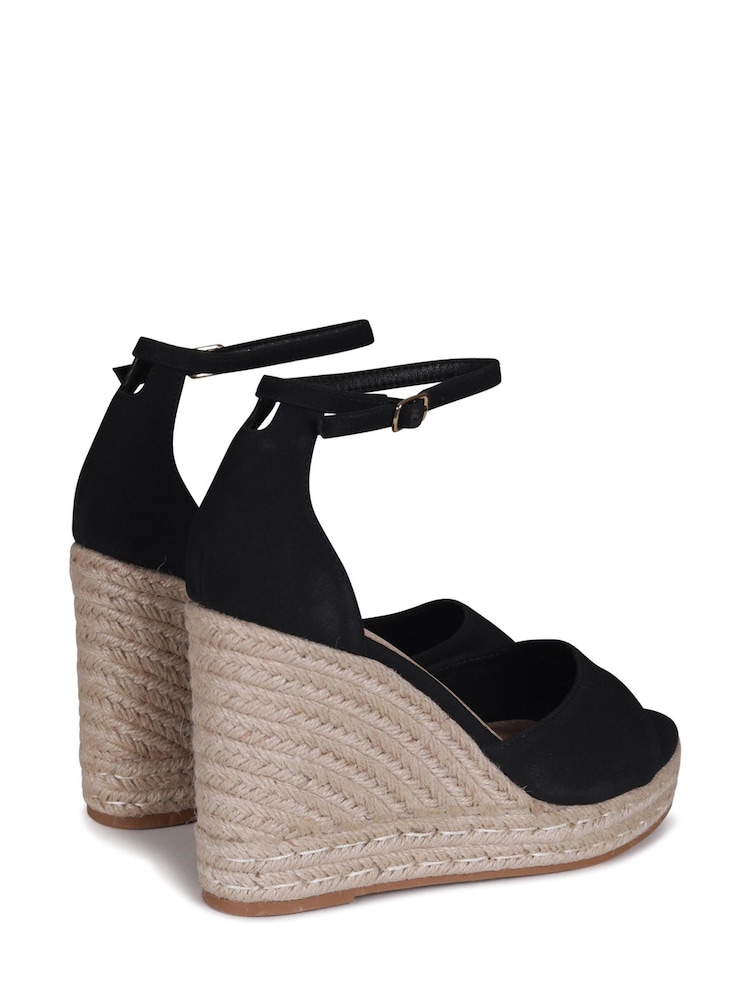 Schwarz - Linzi Gracio Espadrilles mit Keil-Plateausohle und Wickelschnürung - Bild 4 von 4