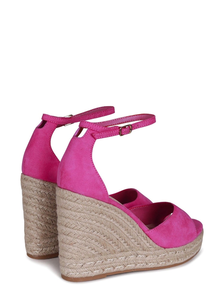 Hot Pink - Linzi Gracio Espadrilles mit Keil-Plateausohle und Wickelschnürung - Bild 4 von 4
