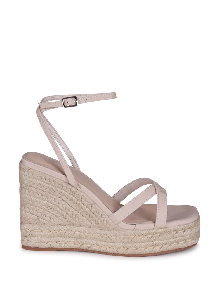 Linzi Nude Desta Rope Platform Wedge With Cross Over Front Straps - Image 2 of 4