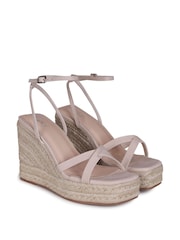 Linzi Nude Desta Rope Platform Wedge With Cross Over Front Straps - Image 3 of 4