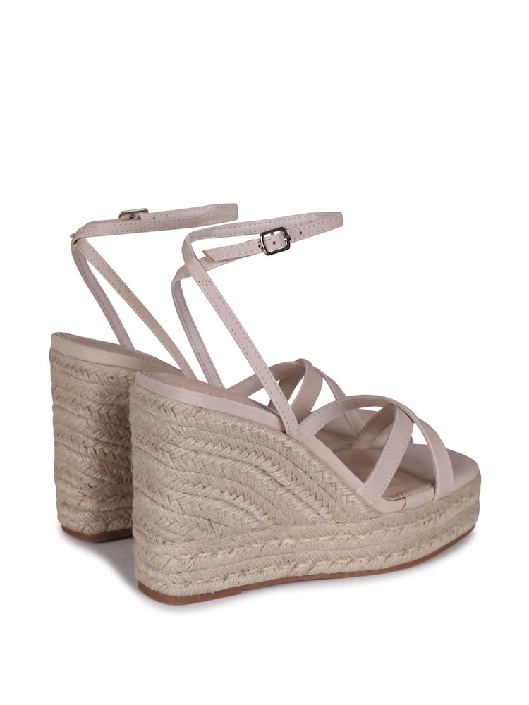 Linzi Nude Desta Rope Platform Wedge With Cross Over Front Straps - Image 4 of 4