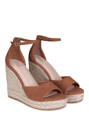 Tan - Linzi Gracio Espadrilles mit Keil-Plateausohle und Wickelschnürung - Bild 3 von 4