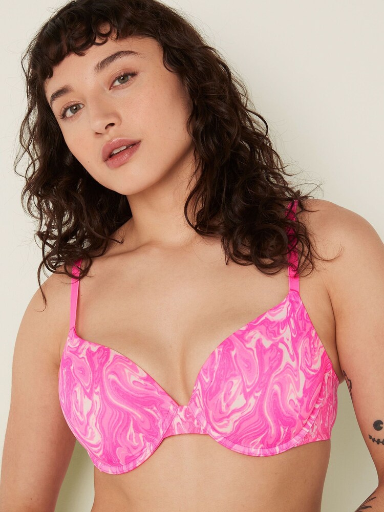 Victoria's Secret PINK Atomic Pink Marble Smooth Push Up Bra - Image 1 of 5