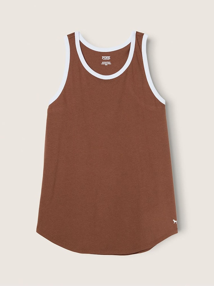Victoria's Secret PINK Soft Cappuccino Brown Everyday Ringer Tank - Image 4 of 4