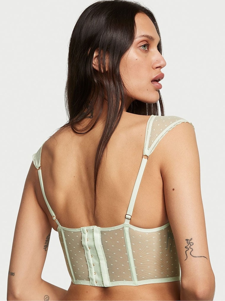 Victoria's Secret Pale Green Corset Strawberry Embroidered Bra - Image 2 of 4
