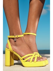 Lipsy Yellow Regular Fit Multi Strap High Platform Heel Sandals - Image 4 of 4