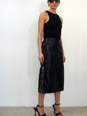 Religion Black Faux Leather Pencil Skirt With Side Zip Detail - Image 1 of 5