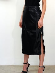 Religion Black Faux Leather Pencil Skirt With Side Zip Detail - Image 2 of 5