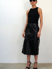 Religion Black Faux Leather Pencil Skirt With Side Zip Detail - Image 4 of 5