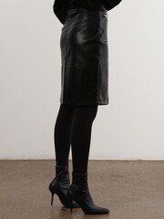 Religion Black Faux Leather Midi Wrap Skirt With Zip Pockets - Image 3 of 5