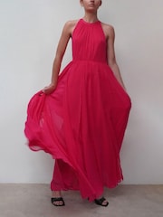 Religion Hot Pink Dusk Halter Neck Maxi Dress With Full Skirt - Image 3 of 5