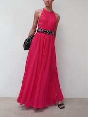 Religion Hot Pink Dusk Halter Neck Maxi Dress With Full Skirt - Image 4 of 5