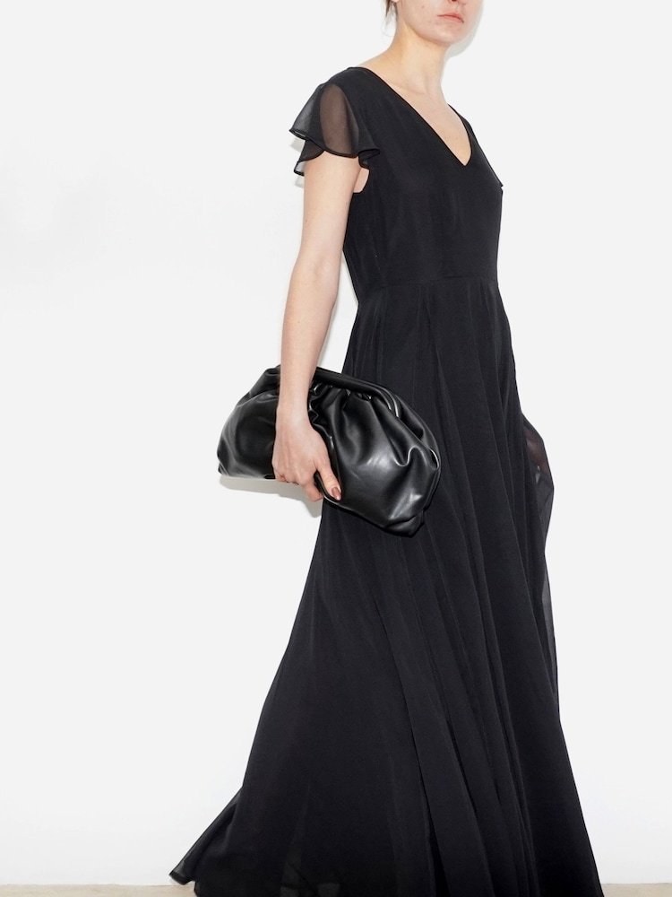 Religion Black Axis Capped Sleeve Maxi Dress With Full Skirt - Image 1 of 5