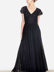 Religion Black Axis Capped Sleeve Maxi Dress With Full Skirt - Image 2 of 5