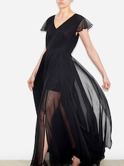 Religion Black Axis Capped Sleeve Maxi Dress With Full Skirt - Image 3 of 5