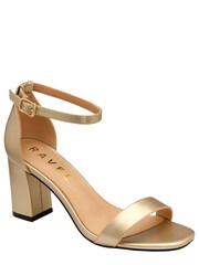 Ravel Gold Metallic Block Heel Sandal Buckle Fastening - Image 1 of 4