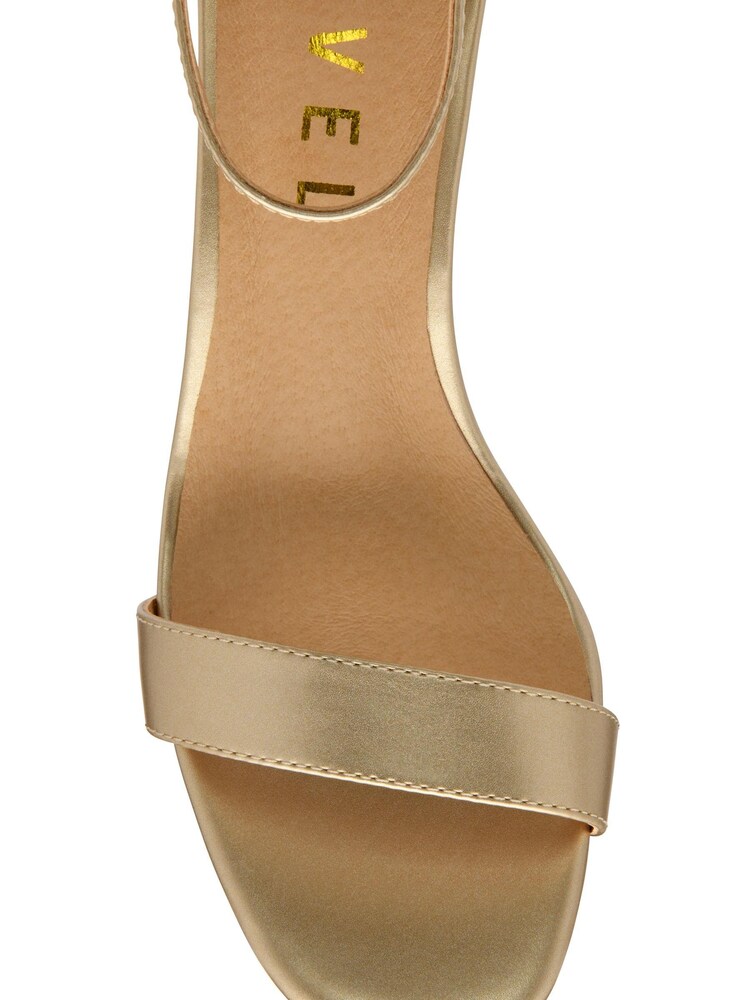 Ravel Gold Metallic Block Heel Sandal Buckle Fastening - Image 4 of 4