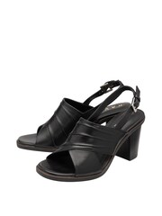 Ravel Black Leather Block Heel Sandal With Buckle Fastening - Image 2 of 4