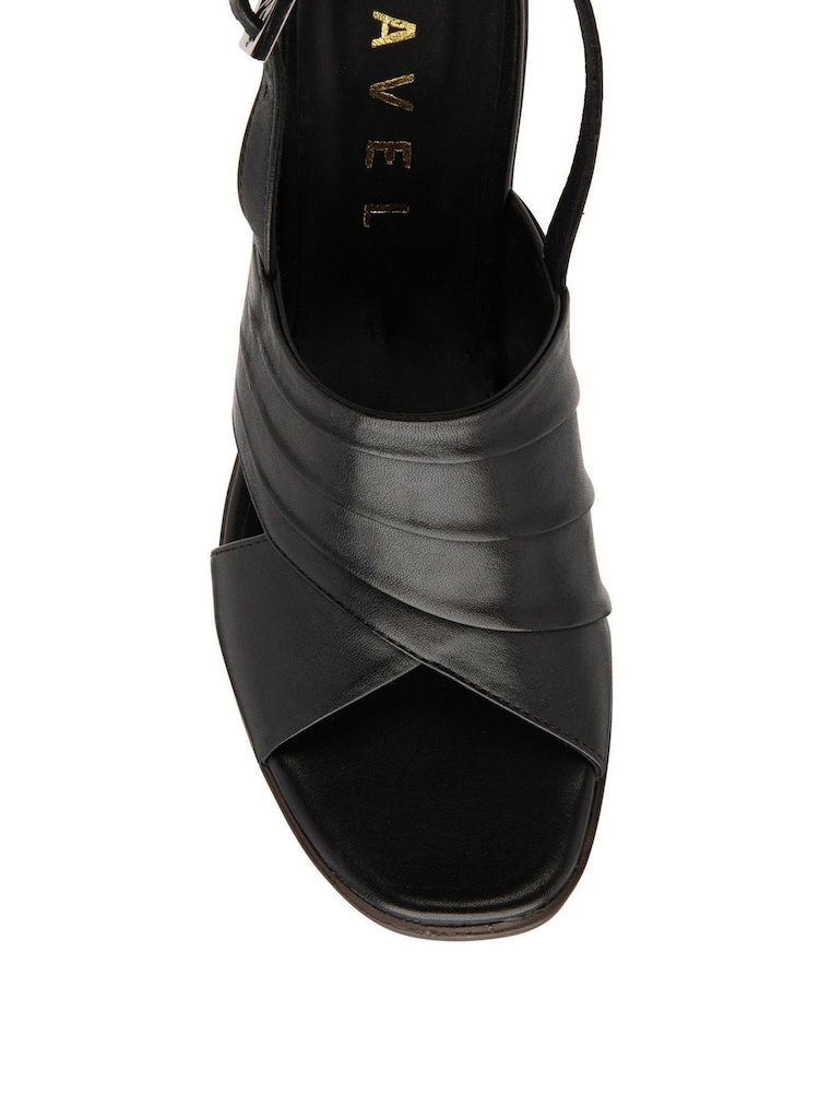 Ravel Black Leather Block Heel Sandal With Buckle Fastening - Image 4 of 4