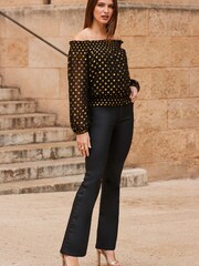 Sosandar Black Spot Bardot Top - Image 4 of 5