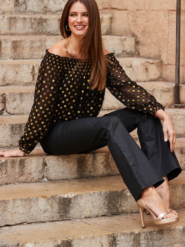 Sosandar Black Spot Bardot Top - Image 5 of 5