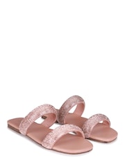 Linzi Rose Gold Tierra Embellished Two Strap Flat Sandal - Image 3 of 4
