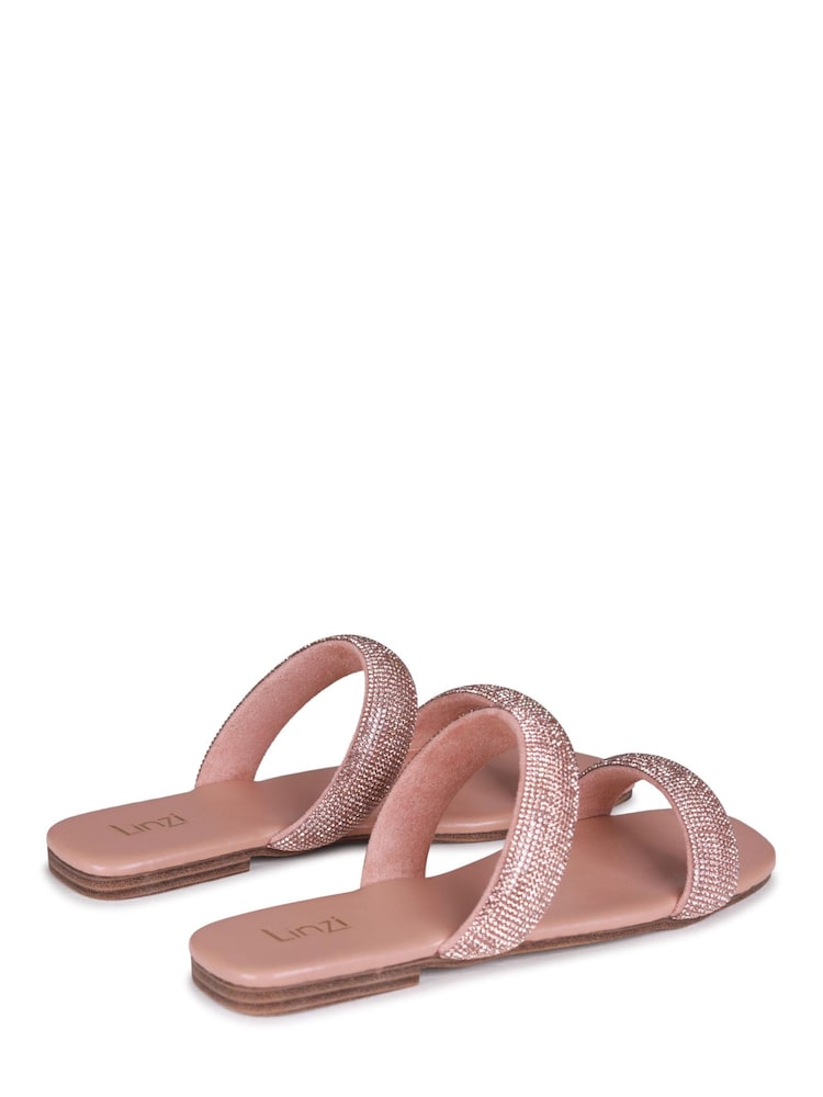 Linzi Rose Gold Tierra Embellished Two Strap Flat Sandal - Image 4 of 4