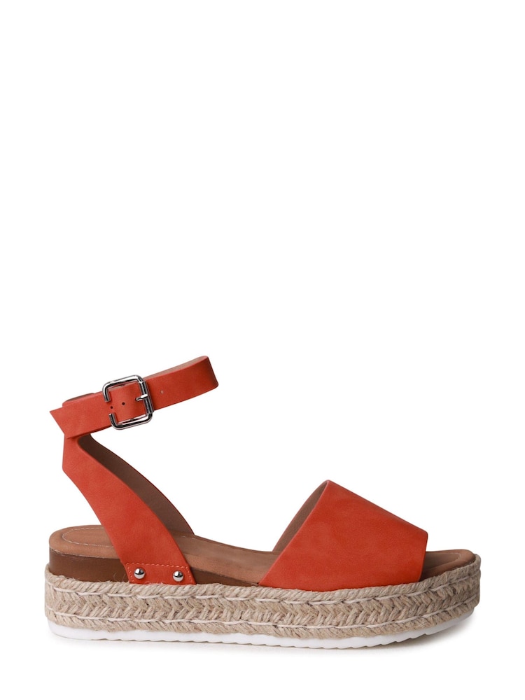 Orange - Linzi Luna Zweiteilige Sandalen aus Nubukleder mit Plateau-Keilabsatz im Espadrille-Stil - Bild 2 von 4