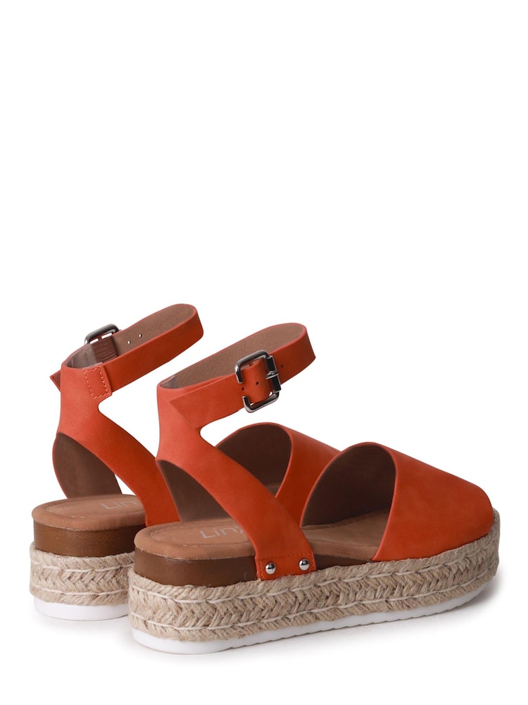 Orange - Linzi Luna Zweiteilige Sandalen aus Nubukleder mit Plateau-Keilabsatz im Espadrille-Stil - Bild 4 von 4