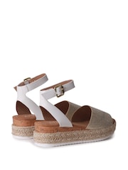 Linzi Gold Glitter Natini Two Part Espadrille Inspired Platform Wedge - Image 3 of 4
