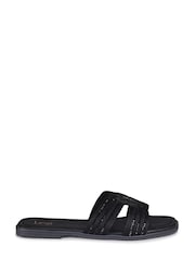 Linzi Black Nevada Flat Sandal With Embellished Front Strap - Image 2 of 4