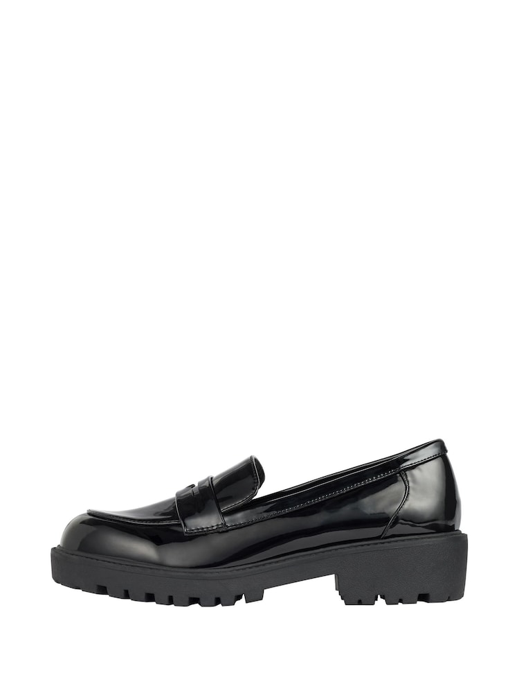 Lipsy Black Regular Fit Flat Patent Chunky Slip On Loafer - Image 5 of 5